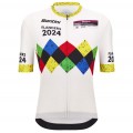 Abbigliamento uomo Santini UCI Gravel World Championship Fiandre 2024 Maglia-Bianco