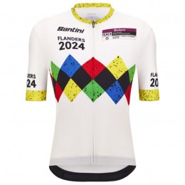 Abbigliamento uomo Santini UCI Gravel World Championship Fiandre 2024 Maglia-Bianco