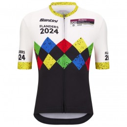 Abbigliamento uomo Santini UCI Gravel World Championship Fiandre 2024 Maglia-Nero