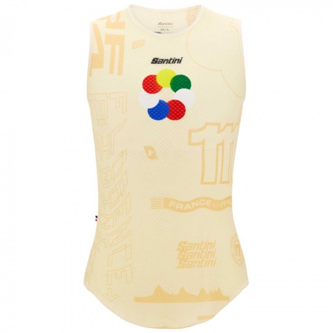 Abbigliamento uomo Santini Tour de France 2024 Canotta da ciclismo senza maniche-Grand Départ Abbigliamento uomo Santini Tour de France 2024 Canotta da ciclismo senza maniche-Grand Départ