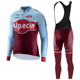 2018 Katusha Alpecin Abbigliamento Ciclismo Maglia Ciclismo Manica Lunga e Salopette Lunga 17076TN