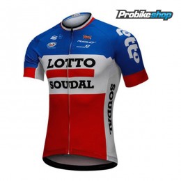 2018 Lotto Soudal blu bianco rosso Maglia Ciclismo Manica Corta 59583OO
