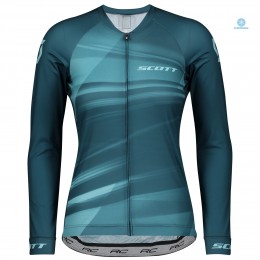 Completo Ciclismo 2020 Scott RC Pro blu Donna Squadre thermique Maglia Ciclismo Manica Lunga