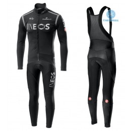 Completo Ciclismo 2020 INEOS nero Squadre thermique Maglia Ciclismo Manica Lunga e Salopette Lunga
