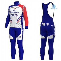 Completo Ciclismo 2020 FDJ Squadre thermique Maglia Ciclismo Manica Lunga e Salopette Lunga