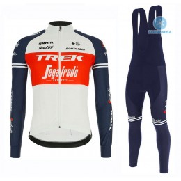 Completo Ciclismo 2020 Trek Segafredo Usine Racing bianca-rosso Squadre thermique Maglia Ciclismo Manica Lunga e Salopette Lunga