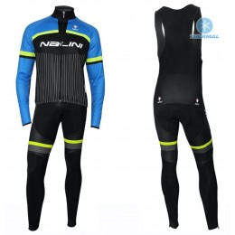 Completo Ciclismo 2020 Nalini Thebe nero-blu Squadre thermique Maglia Ciclismo Manica Lunga e Salopette Lunga