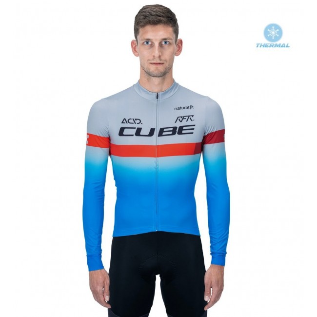 Completo Ciclismo 2020 CUBE blu Pro Squadre thermique Maglia Ciclismo Manica Lunga Completo Ciclismo 2020 CUBE blu Pro Squadre thermique Maglia Ciclismo Manica Lunga