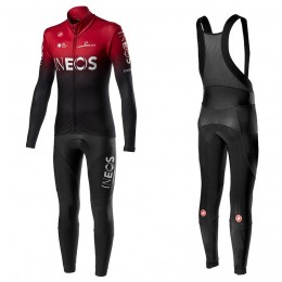Completo Ciclismo 2020 INEOS rosso Squadre Maglia Ciclismo Manica Lunga e Salopette