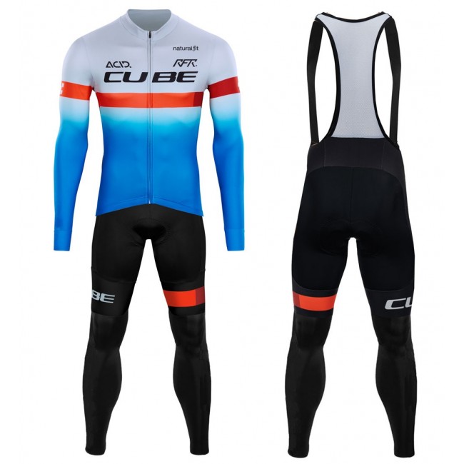 Completo Ciclismo 2020 CUBE blu Pro Squadre Maglia Ciclismo Manica Lunga e Salopette Completo Ciclismo 2020 CUBE blu Pro Squadre Maglia Ciclismo Manica Lunga e Salopette