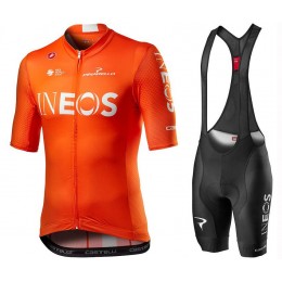 Completo Ciclismo 2020 INEOS Training Edition Orange MSquadre abbigliamento Bici Completo Maglia Ciclismo Corta e Salopette