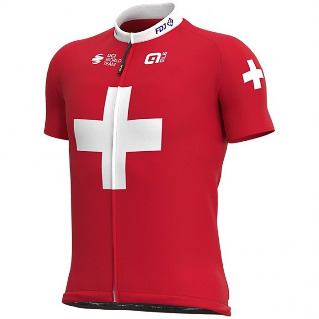 Completo Ciclismo 2020 FDJ Swiss champion Squadre Maglia Ciclismo Manica Corta Completo Ciclismo 2020 FDJ Swiss champion Squadre Maglia Ciclismo Manica Corta