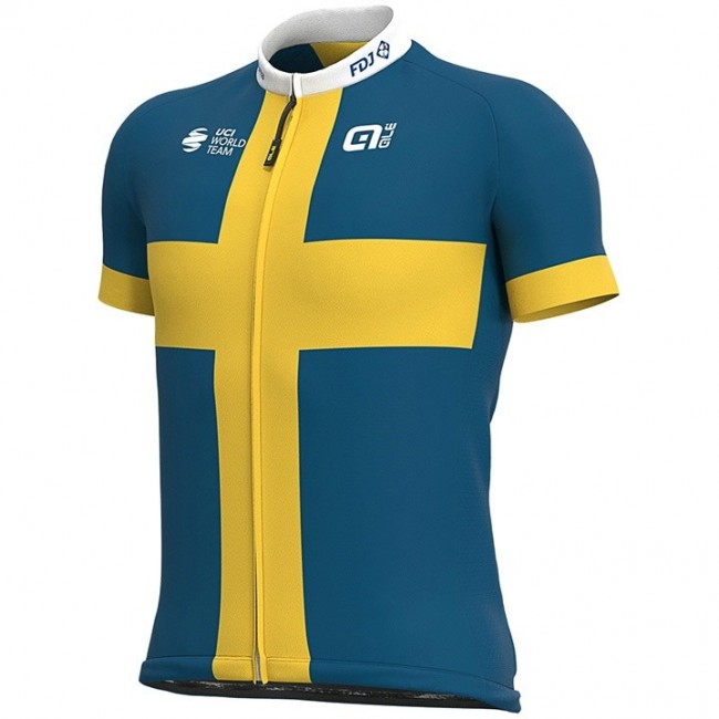 Completo Ciclismo 2020 FDJ Sweden champion Squadre Maglia Ciclismo Manica Corta Completo Ciclismo 2020 FDJ Sweden champion Squadre Maglia Ciclismo Manica Corta