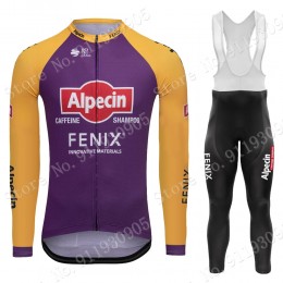 Purple France Tour 2021 Alpecin Fenix Pro Team Wielerkleding Set Fietsshirts Lange Mouw + Lange Fietsrbroek Bib SM8WWx