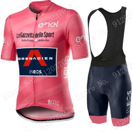 Pink giro d'italia 2021 Ineos Grenaider abbigliamento Bici Completo Maglia Ciclismo Corta e Salopette BEA1mI