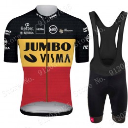 Jumbo Visma Belgium 2021 Team abbigliamento Bici Completo Maglia Ciclismo Corta e Salopette 0CkaZU