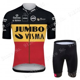 Jumbo Visma Belgium 2021 Team abbigliamento Bici Completo Maglia Ciclismo Corta + pantaloncini IZDJ1b