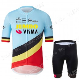 Jumbo Visma Belgium Blue 2021 Team abbigliamento Bici Completo Maglia Ciclismo Corta + pantaloncini oymRvW