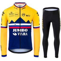 Jumbo Visma SLovenia Pro Team 2021 Abbigliamento Maglia Ciclismo Manica Lunga e Salopette Lunga vXNY1t