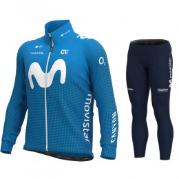 2021 Movistar Pro Team Abbigliamento Maglia Ciclismo Manica Lunga e Salopette Lunga hXc3KX