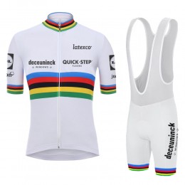 White Champion Quick Step Pro Team 2021 abbigliamento Bici Completo Maglia Ciclismo Corta e Salopette 5D22Va