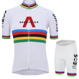 White Ineos Champion Pro Team 2021 abbigliamento Bici Completo Maglia Ciclismo Corta e Salopette OWs7LT