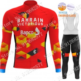 2022 Winter Bahrain Victorious Pro Team Abbigliamento Ciclismo Maglia Ciclismo Manica Lunga e pantaloni lunga 8dGD3