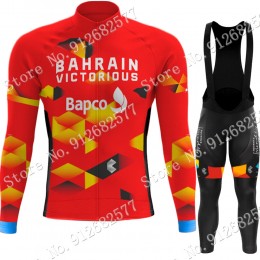 2022 Bahrain Victorious Pro Team Abbigliamento Ciclismo Maglia Ciclismo Manica Lunga e Salopette Lunga HiAVG