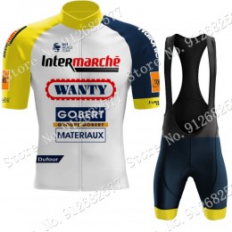 2022 Team Wanty Gobert abbigliamento Bici Completo Maglia Ciclismo Corta e Salopette Yellow UbEB8