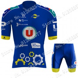 2022 Team UC Nantes Atlantique abbigliamento Bici Completo Maglia Ciclismo Corta e Salopette komVN
