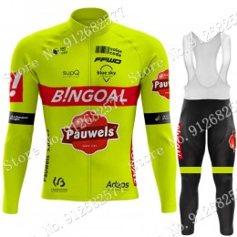 2022 bingoal WALLONIE BRUXELLES Pro Team Abbigliamento Ciclismo Maglia Ciclismo Manica Lunga e Salopette Lunga AA9Bk
