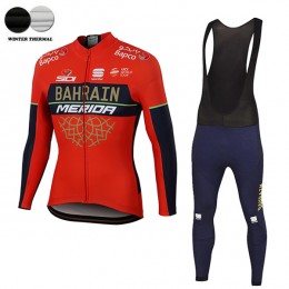 2018 BAHRAIN MERIDA Pro winter thermal fleece Abbigliamento Ciclismo Maglia Ciclismo Manica Lunga e Salopette Lunga 21593MU