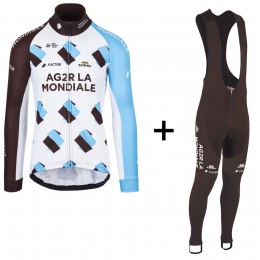 2017 AG2R La Mondiale bianco Nuovo Abbigliamento Ciclismo Maglia Ciclismo Manica Lunga e Salopette Lunga 70063-IN