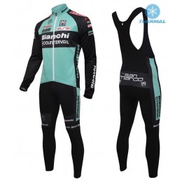 2016 Bianchi Countervail verde Thermo Squadre Pro Abbigliamento Ciclismo Maglia Ciclismo Manica Lunga e Salopette Lunga 10417-QO