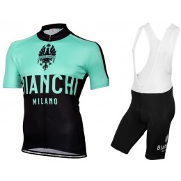 Bianchi Milano Nalon Nuovo abbigliamento Ciclismo Completo Maglia Ciclismo Corta e Salopette nero celeste 25789-LF