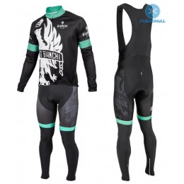 2016 Bianchi Milano Sorisole nero -verde Thermo Squadre Pro Abbigliamento Ciclismo Maglia Ciclismo Manica Lunga e Salopette Lunga 59632-UO