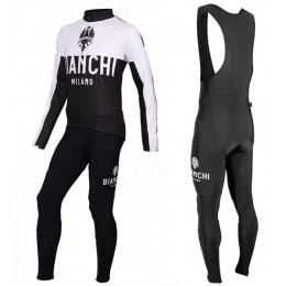 2016 Bianchi Milano Nalon bianco -nero Squadre Pro Abbigliamento Ciclismo Maglia Ciclismo Manica Lunga e Salopette Lunga 75196-TQ