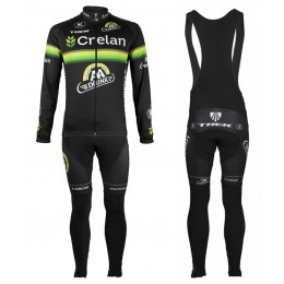 2016 Crelan -AA Drink nero Squadre Pro Abbigliamento Ciclismo Maglia Ciclismo Manica Lunga e Salopette Lunga 60362-KH