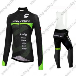 2016 Team Cannondale Winter Nuovo Abbigliamento Ciclismo Maglia Ciclismo Manica Lunga e Salopette Lunga nero verde 17588-XG