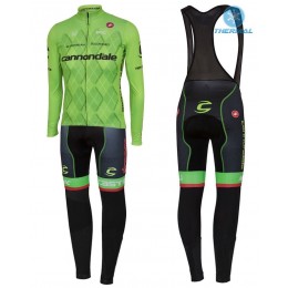 2016 Cannondale Team verde Pro Thermo Squadre Pro Abbigliamento Ciclismo Maglia Ciclismo Manica Lunga e Salopette Lunga 81600-QD