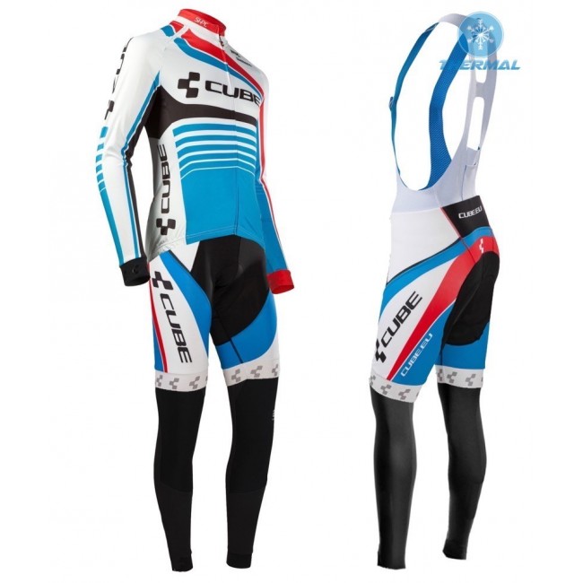 2016 Cube Teamline bianco -blu Thermo Squadre Pro Abbigliamento Ciclismo Maglia Ciclismo Manica Lunga e Salopette Lunga 64015-QE 2016 Cube Teamline bianco -blu Thermo Squadre Pro Abbigliamento Ciclismo Maglia Ciclismo Manica Lunga e Salopette Lunga 64015-QE