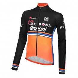2016 Team DE -Rose nero -arancia Maglie Ciclismo Manica Lunga 25035-TU