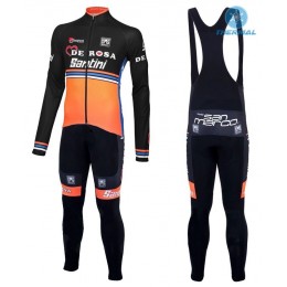 2016 Team DE -Rose nero -arancia Thermo Squadre Pro Abbigliamento Ciclismo Maglia Ciclismo Manica Lunga e Salopette Lunga 96283-NB