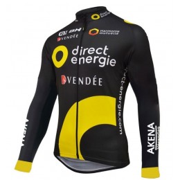 2016 Direct Energie Team nero Maglie Ciclismo Manica Lunga 98962-JR