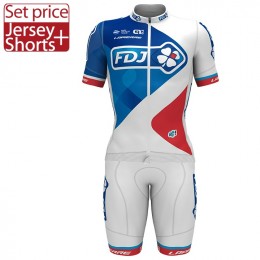 FDJ Pro 2017 bianco Nuovo abbigliamento Bici Completo Maglia Ciclismo Corta e Pantaloncini 97336-GA
