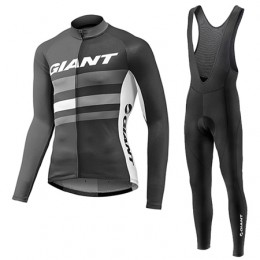 2017 Giant Squadre Pro Abbigliamento Ciclismo Maglia Ciclismo Manica Lunga e Salopette Lunga nero 75421-CR