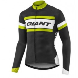 2017 Giant giallo et nero Maglie Ciclismo Manica Lunga 91884-HZ