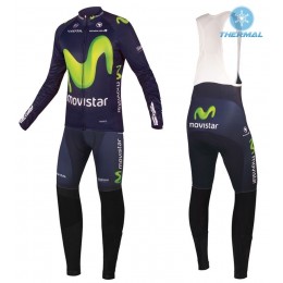 2016 Movistar Team Thermo Squadre Pro Abbigliamento Ciclismo Maglia Ciclismo Manica Lunga e Salopette Lunga 11849-BT