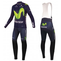 2016 Movistar Team Squadre Pro Abbigliamento Ciclismo Maglia Ciclismo Manica Lunga e Salopette Lunga 37464-WT