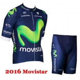 2016 Movistar Nuovo abbigliamento Bici Completo Maglia Ciclismo Corta e Pantaloncini 60747-BV